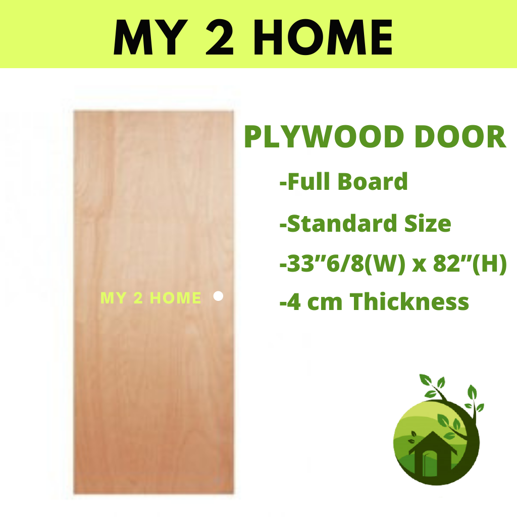 Pintu Plywood Door 3x7 Full Board / Half Glass Nyatoh Door Pintu Kayu