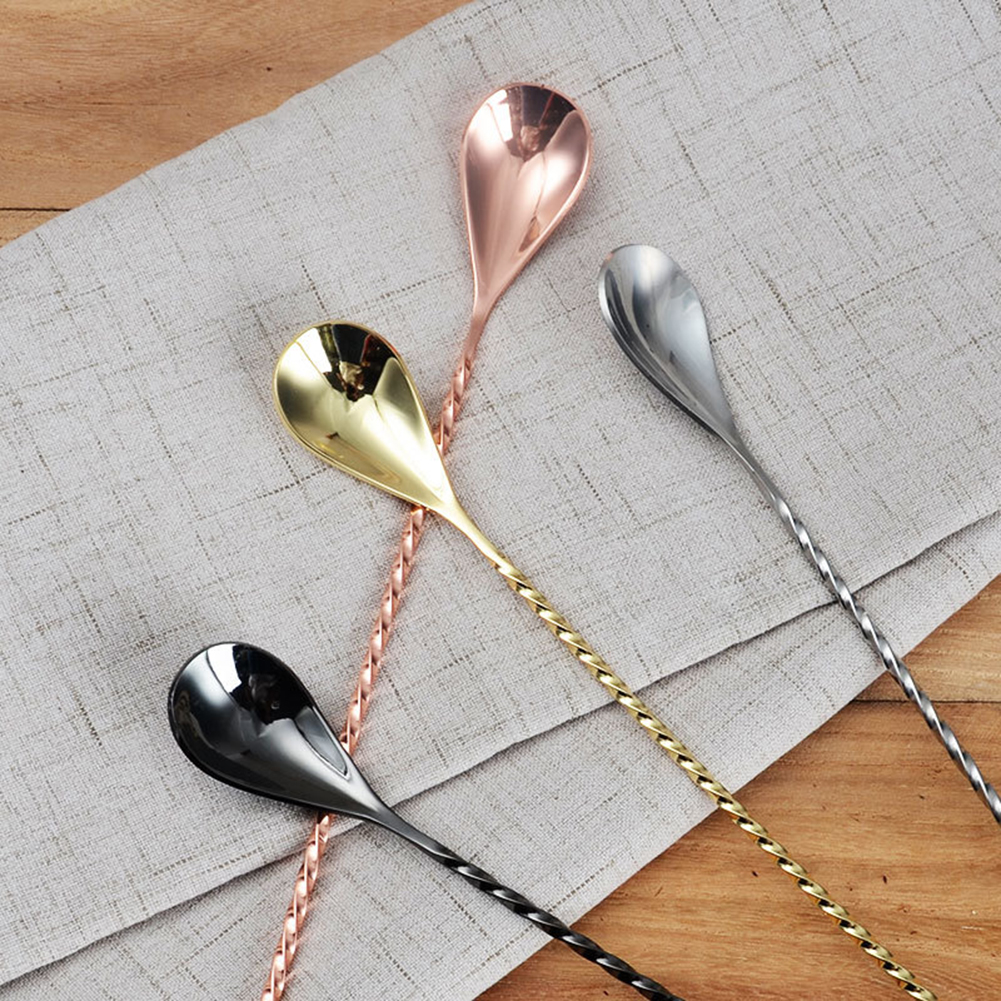 Terylin Stainless Steel Spiral Long Handle Mixing Stir Spoon Bar Bartender Tool