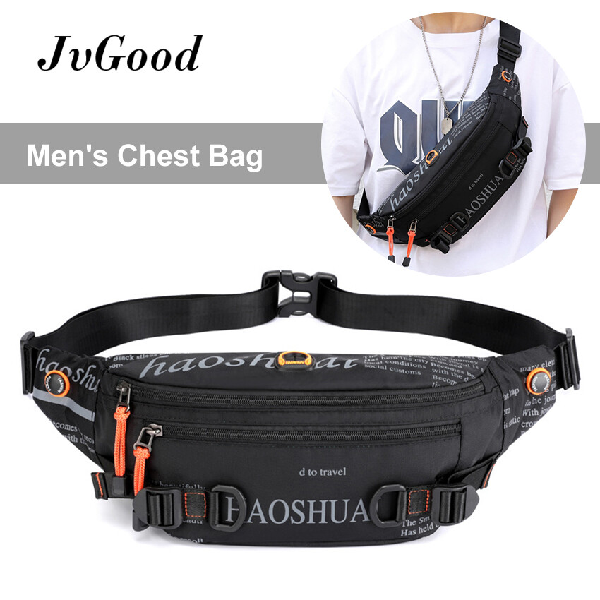 JvGood Men Pouch Bag Waist Pack Crossbody Sling Shoulder Bag Waterproof Chest Cross Body Bag Sport Belt Bag