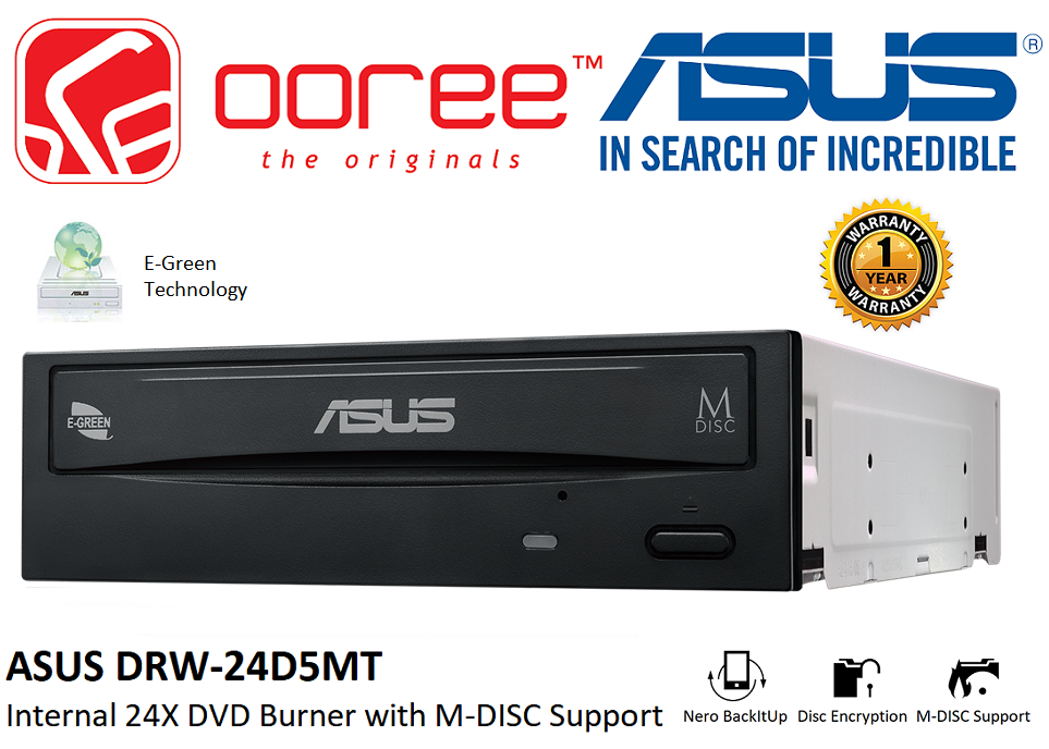 BULK] ASUS DRW-24D5MT INTERNAL 24X DVD BURNER WITH M-DISC SUPPORT , E-GREEN  TECHNOLOGY AND NERO BACKITUP (DRW-24D5MT/BLK/G/AS) | Lazada
