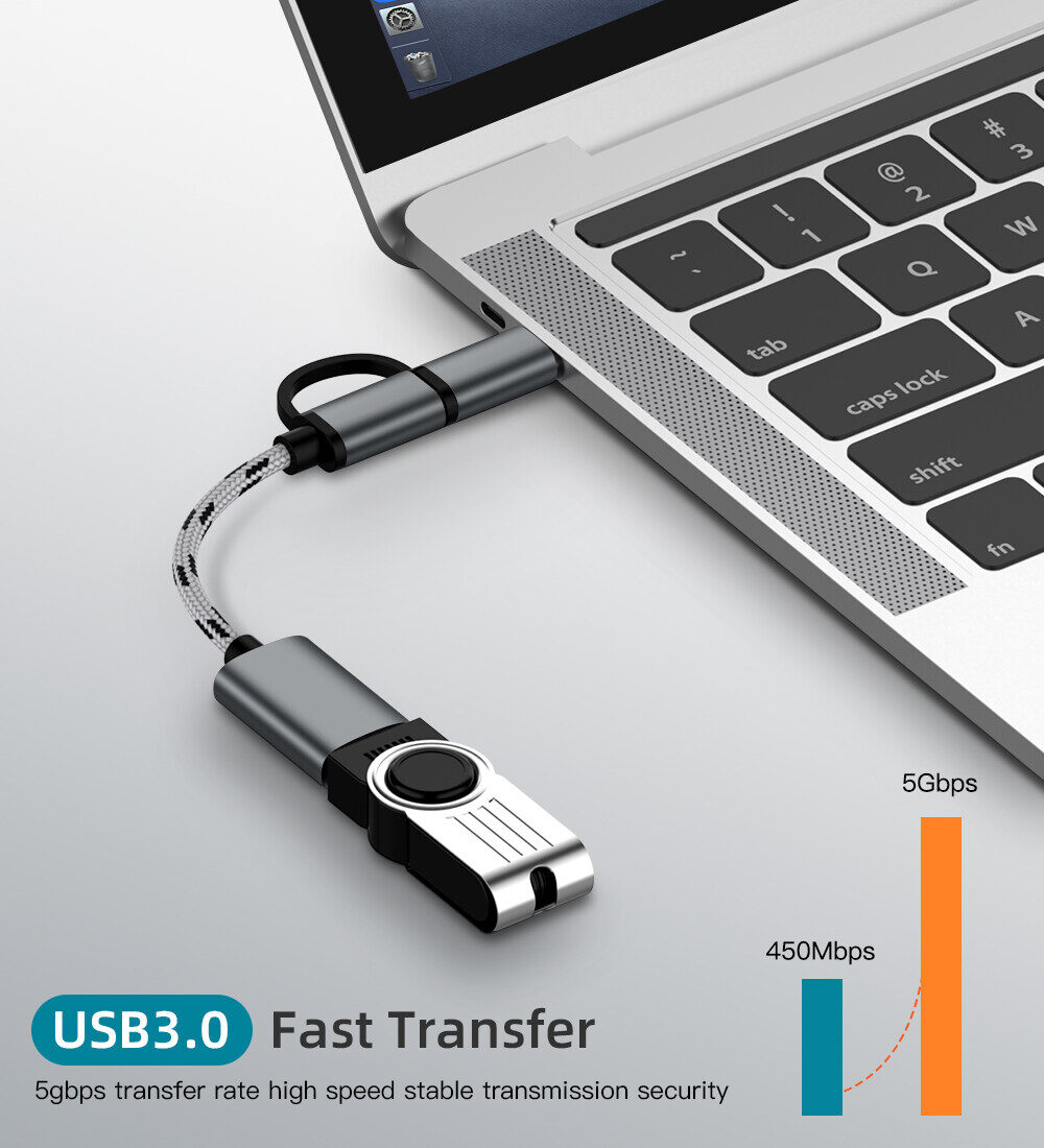 Kebidumei 2 In 1 USB 3.0 OTG Adapter Cable Nylon Braid Micro USB Type C Data Sync Adapter for Samsung