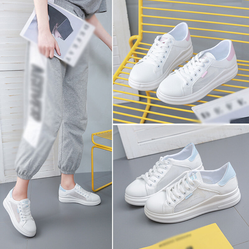 trendy white platform sneakers