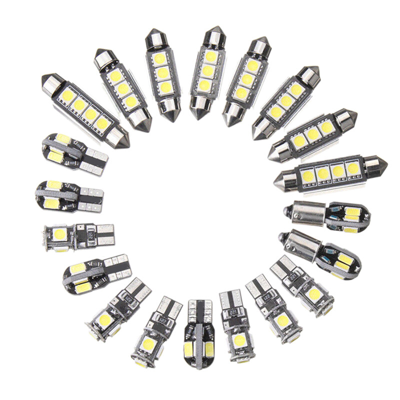 20pcs car led bulbs interior kit dome trunk door plate light super bright canbus error free interior lamp for bmw 5 series e39 m5 map 1997-2003