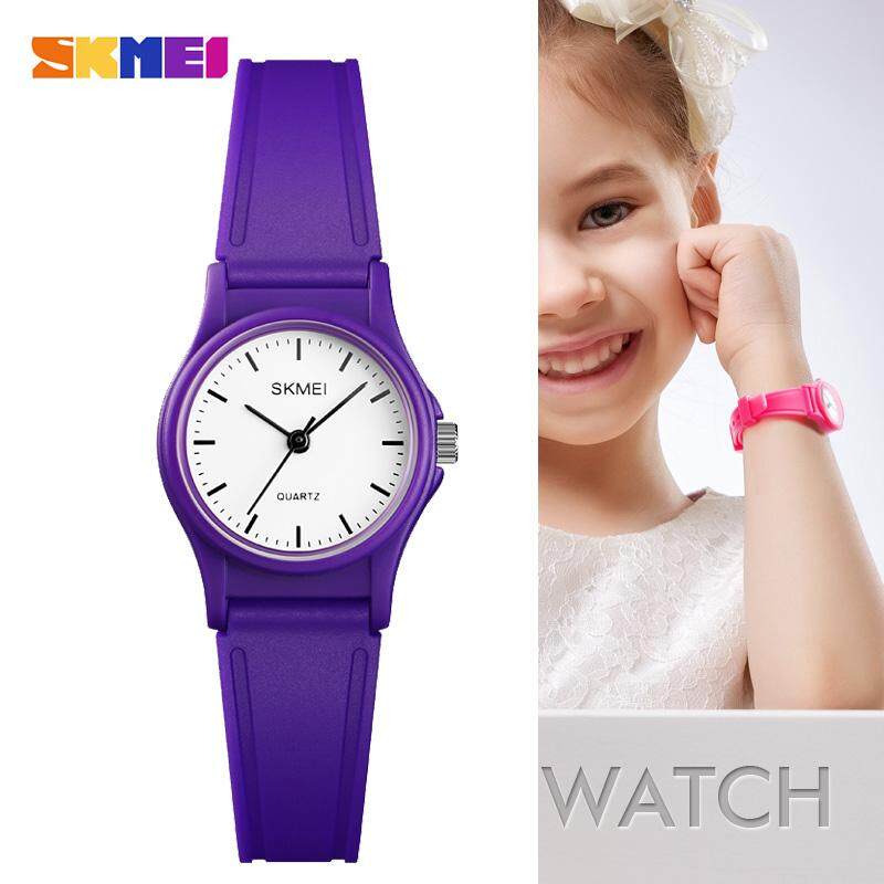 Bubblekiss SKMEI 1401 Outdoor Sport Kids Watches Simple Dress for Girls Children Watch 50M Waterproof PU Strap Quartz Boy Wristwatch + 2 PCS Free Gift (Women Fashion Diamond Love Bracelet + Mens Casual Leather Bracelet ) Malaysia