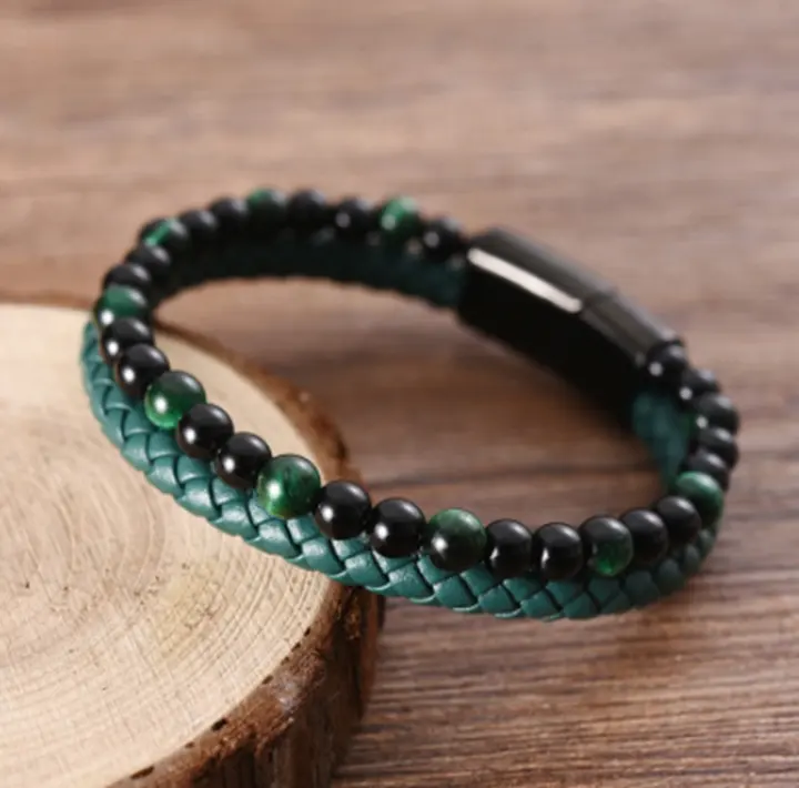 Fashion Punk Beaded Braclets Chakra Green Braided Leather Bracelet Stainless Steel Magnetic Clasp Bracelets For Men Jewelry Lazada Singapore - How To Make A Leather Bracelet With Magnetic Clasp Fashion Punk Beaded Braclets Chakra Green Braided Leather Bracelet Stainless Steel Magnetic Clasp Bracelets For Men Jewelry Lazada Singapore - How To Make A Leather Bracelet With Magnetic Clasp
