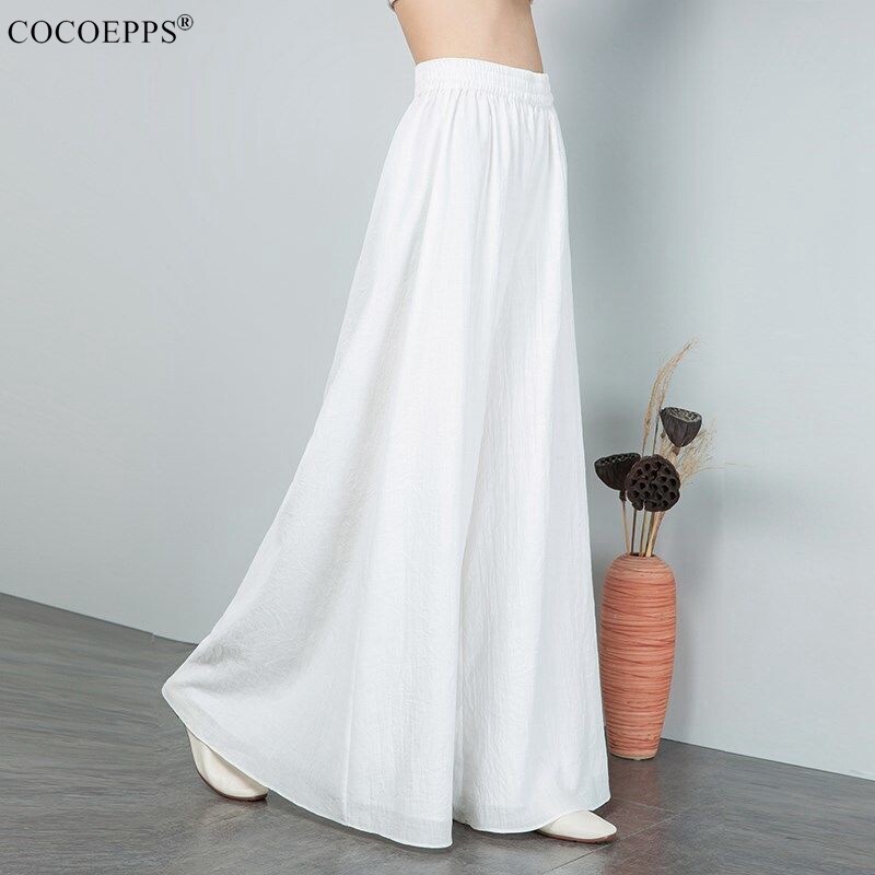 COCOEPPS 2024 new pants Spring Chiffon Cropped Wide-leg Pants High Waist Loose Large Size Women's Casual Pants