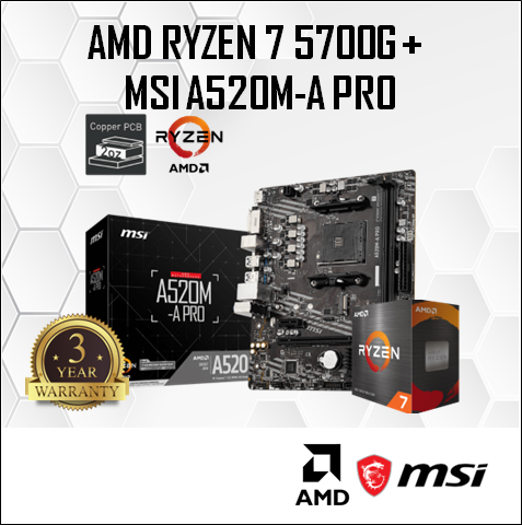 MSI A520M-A PRO A520 AM4 Motherboard AMD RYZEN RYZEN
