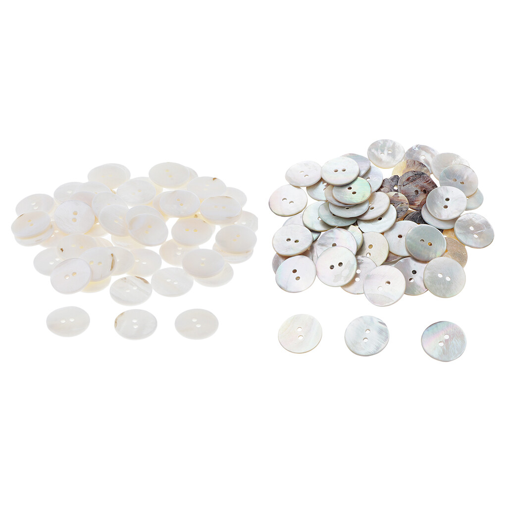 Baoblaze 50 Pieces Shell Button 2 Holes Sewing Button for Clothing Sweater