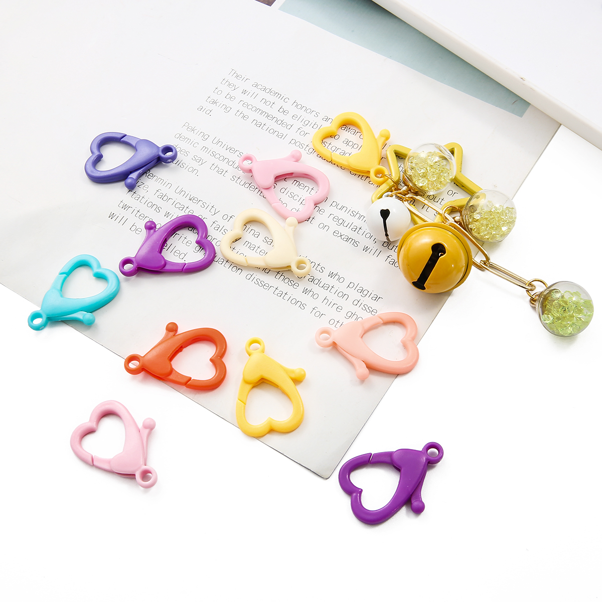 10 Cái/túi Tình Yêu Hình Trái Tim Nhựa Tôm Hùm Clasp, Móc Khóa Nhiều Màu Móc Xẻ Đầu Nối Vòng Cổ Tự Làm Phụ Kiện Làm Đồ Trang Sức
