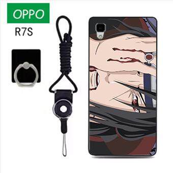 Untuk OPPO R7S Case Telepon Lembut Silikon Pelindung Belakang Bergambar Casing Karet dengan Tali & Cincin 3in1 Q4 波妞