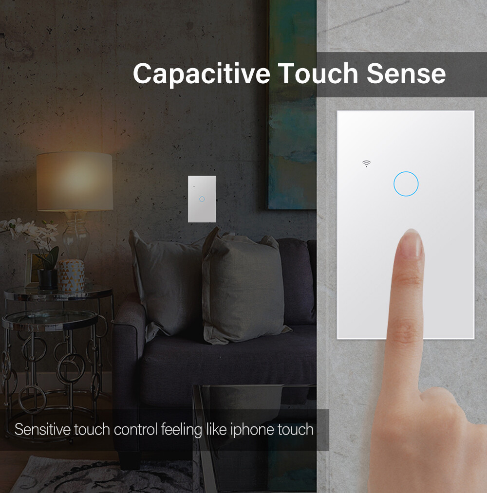 Tuya US Công Tắc Thông Minh Công Tắc Cảm Ứng Thông Minh Wifi Công Tắc Đèn Tường 100V-250V 10A 1/2/3/4 Gang Hỗ Trợ Ứng Dụng/Cảm Ứng/Điều Khiển Bằng Giọng Nói Nhà Thông Minh Thông Dụng 1108-