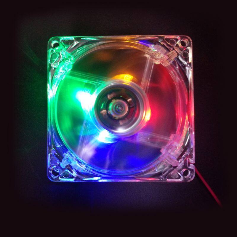 1 Cái 8Cm Khẩu Độ Kép Nhiều Màu Im Lặng LED Vỏ Máy Tính PC Quạt Làm Mát 12V Quạt Làm Mát