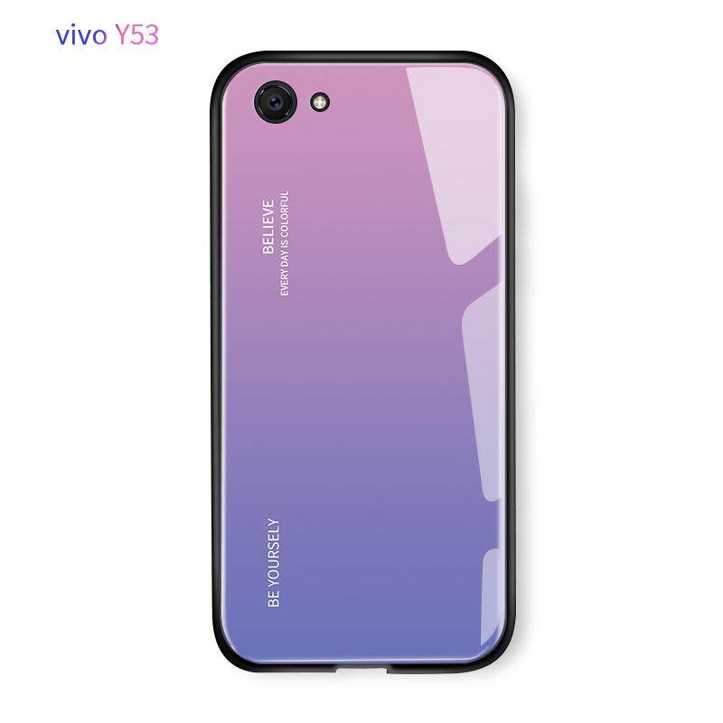 Mewah Aurora Rainbow Casing Gradien Seri Case Shockproof Kaca Antigores Penutup Belakang untuk VIVO Y53