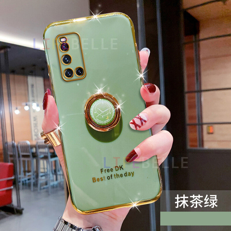 LIFEBELLE Casing for Vivo V19 V15 V19 Neo V20 V20 SE V20 Pro V21 V23e V23 V21e V25 Pro Case + Finger Ring Stand Holder, Luxury Slim Plating Phone Cases Soft TPU Silicone Premium Shockproof Casing Protective Back Cover