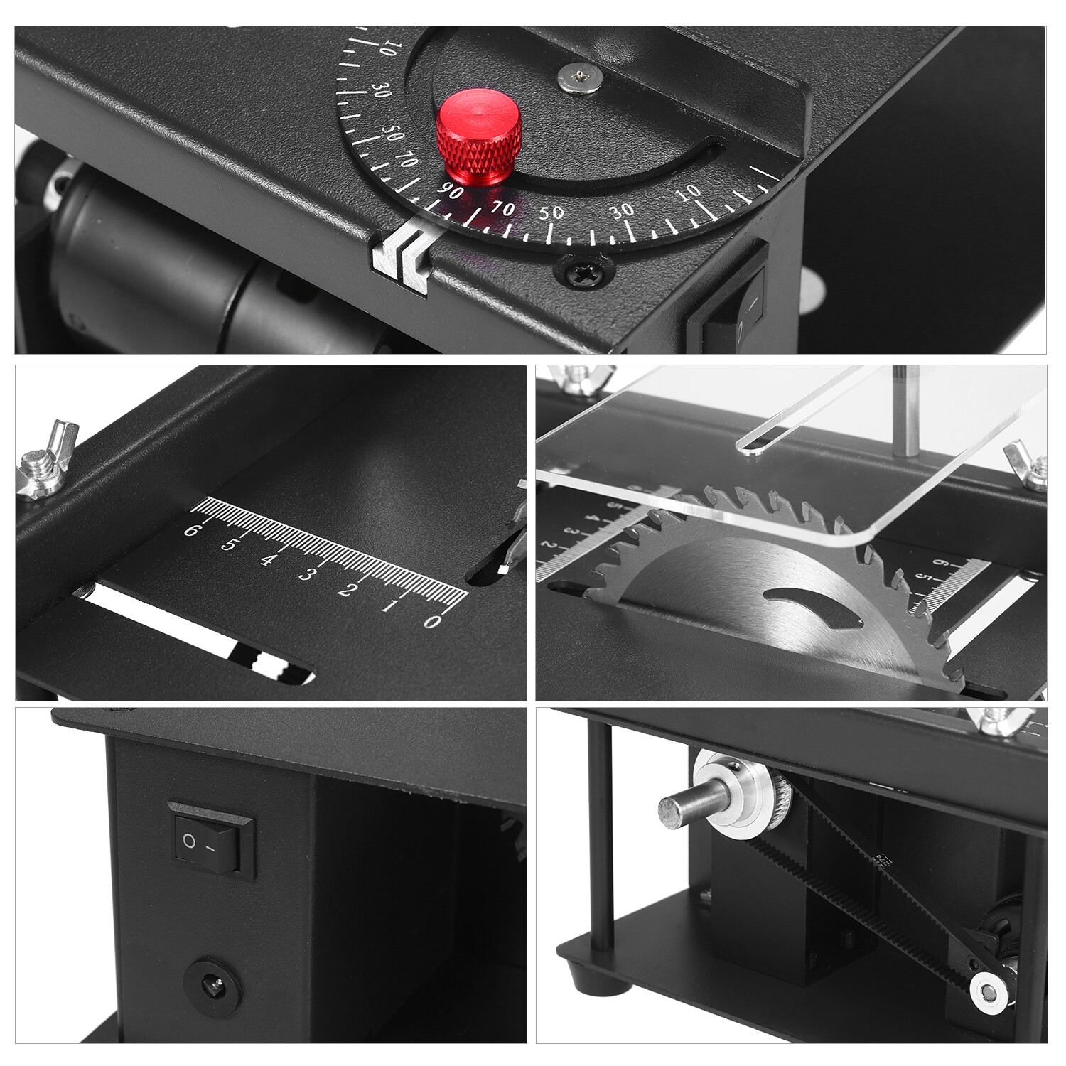 Multi-Functional Table Saw Mini Desktop Saw Cutter Electric Cutting Machine with Saw Blade Adjustable-Speed Angle Adjustment 35MM Cutting Depth for Wood Plastic Acrylic Cutting