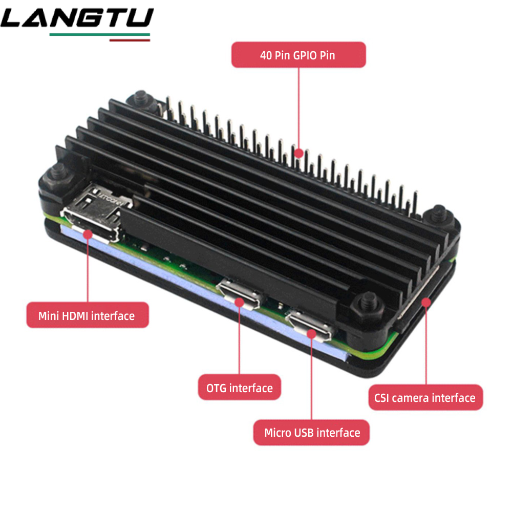 LANGTU Vỏ Nhôm Nguyên Chất 2W Raspberry Pi Zero Vỏ Bảo Vệ 2W Raspberry Pi Zero + Đầu Ghim