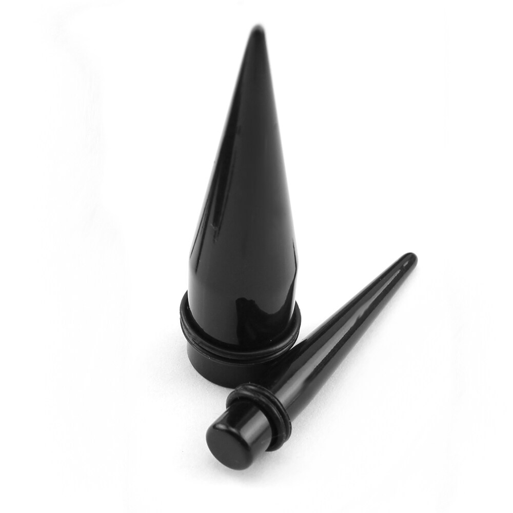 1 Cặp Nút Tai Hình Nón 2.5-20MM Bộ Khuyên Nong Tai Bằng Nhựa Acrylic Màu Đen Với Vòng Đeo Tai Punk Kiểu Đeo Tai Xỏ Lỗ Đồ Căng Lỗ Tai Khuyên Xỏ Trụ Phụ Nữ Đàn Ông Đồ Trang Sức Khuyên Xỏ