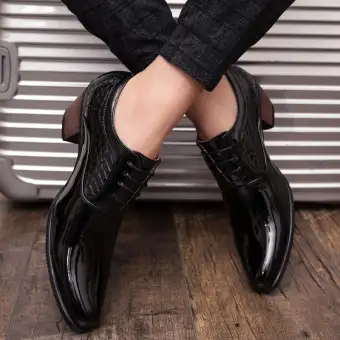 Other Pria Fashion Menunjuk Toe Sepatu Kulit Cerah Bisnis Kasual Dress Sepatu Pernikahan Sepatu Hak Tinggi Kulit Sepatu Formal Sepatu Lazada Indonesia