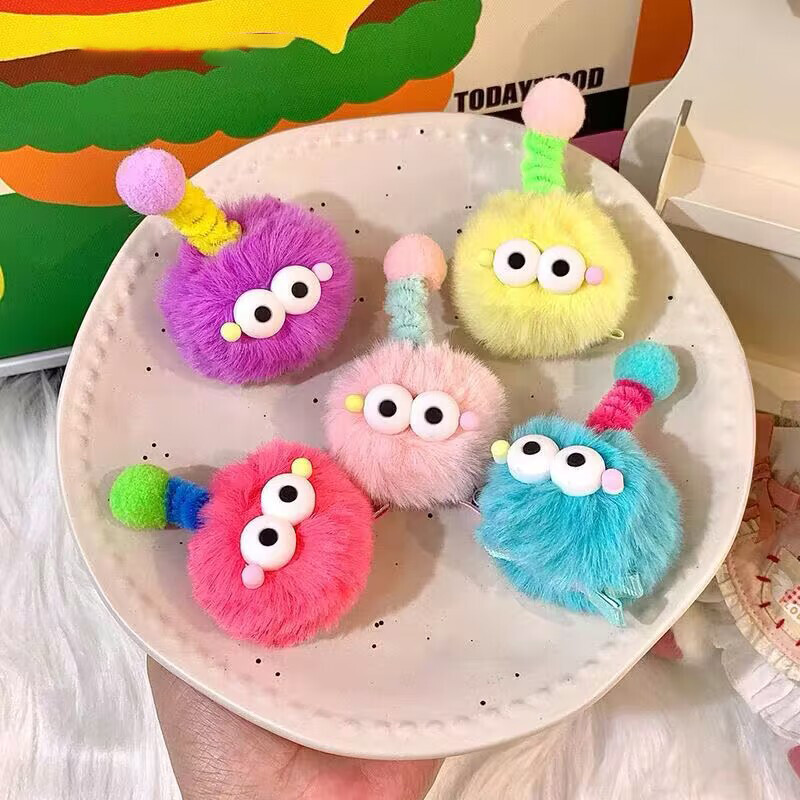 【YIDEA HONGKONG】Cute Plush Colorful Little Monster Hairpin