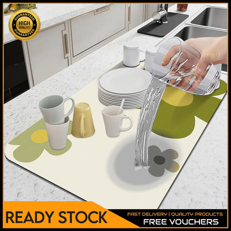 Kitchen Absorbent Mat Countertop Quick Drying Mat Sink Rubber Backed Absorbent Pad Non-slip Technology Cloth Pad