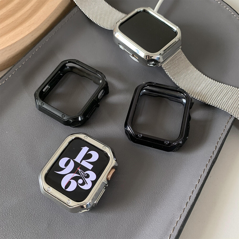 Dây Đeo Bằng Thép Không Gỉ + Ốp Silicon Cho Apple Watch Vòng Tay Kim Loại 44Mm 40Mm 42Mm 38Mm 41Mm 45Mm, Cho I Watch Series 8 7 6 SE 5 4 3 + Công Cụ