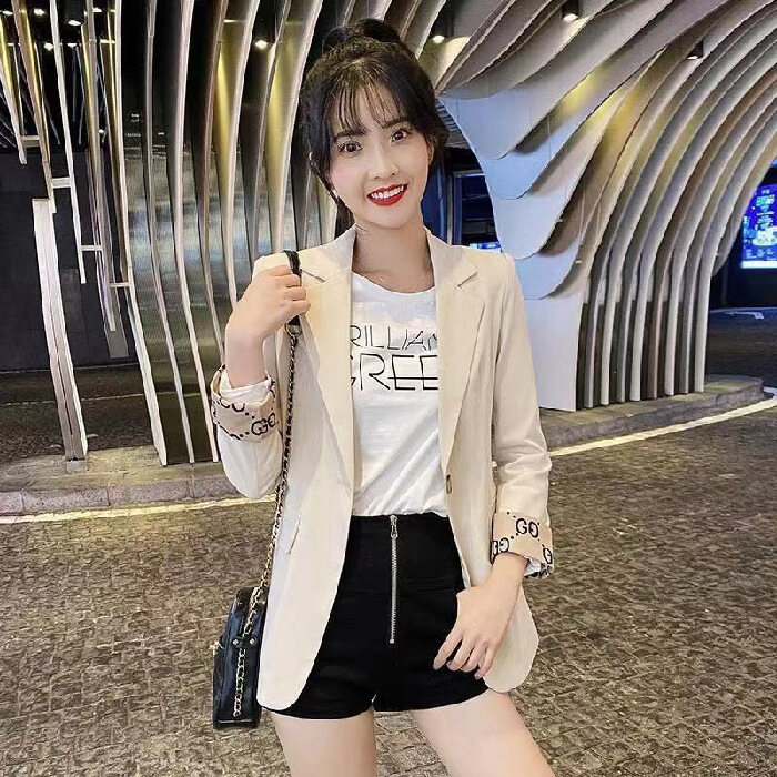 ELF TRIBE Thin Casual 3/4 Sleeve Small Suit For Women Sun Protection Jacket Blazer
