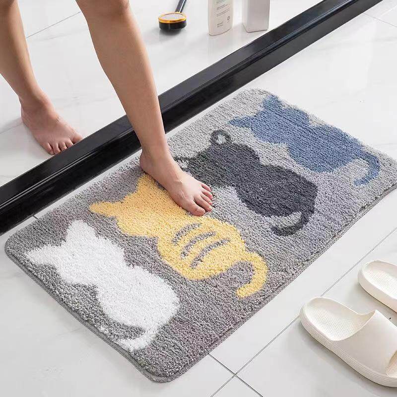 Absorbent floor mat household toilet door mat cute bathroom mat carpet door mat entrance bathroom non-slip mat.