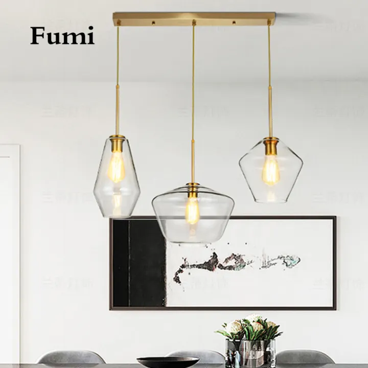 Fumi Pendant Lights Kitchen Island Chandelier With Glass Shade 3 Modern Linear Barn Hanging Lighting For Dining Room Cer Ceiling Fixture Living Bar Restaurant Lazada Singapore - 3 Pendant Ceiling Light