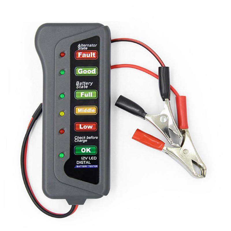 12V Digital Battery Alternator Tester 6LED Display Volt Check For Car Motorcycle 