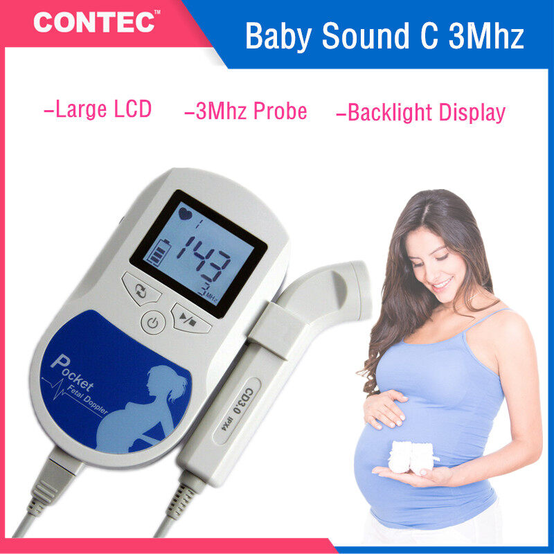 Backlight LCD,3Mhz probe  baby heart monitor Fetal Doppler free gel,CONTEC 