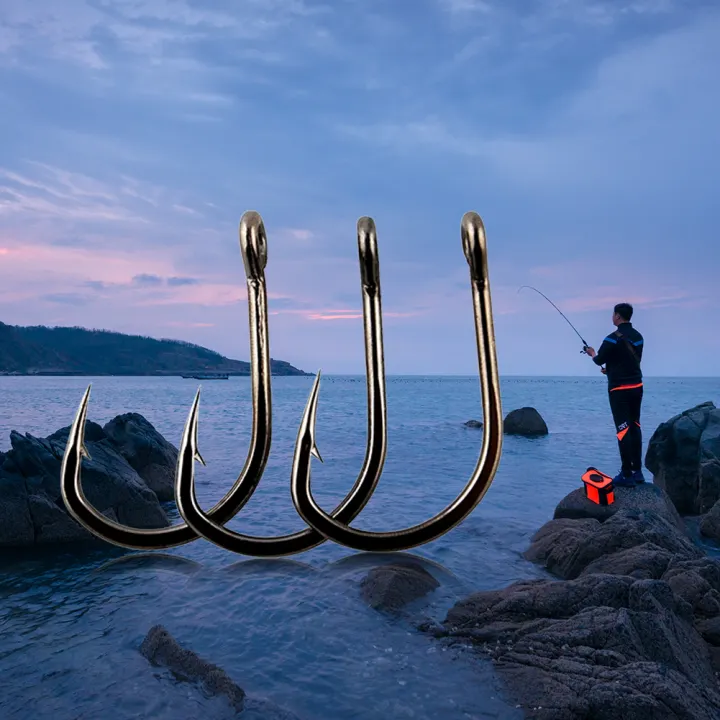 100Pcs Strong Carbon Steel Saltwater Freshwater Sharp Fishing Circle Jig Hooks
