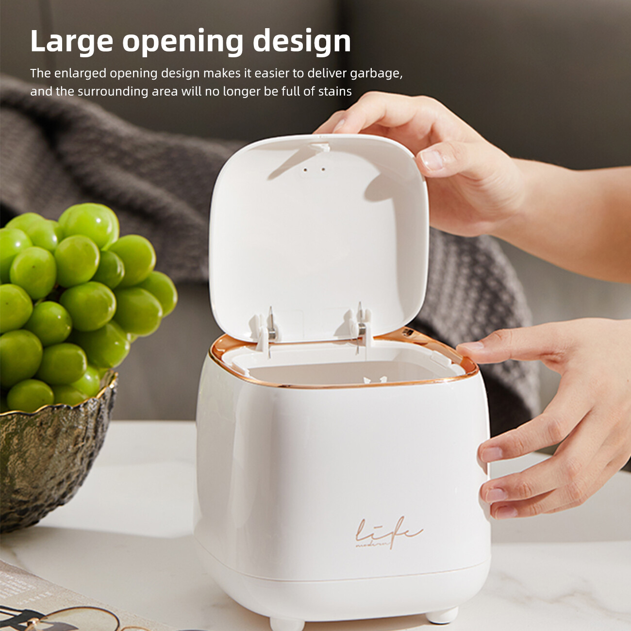 CNMF Nordic Style Desktop Trash Can Creative Press Trash Can Office Home Mini Trash Can