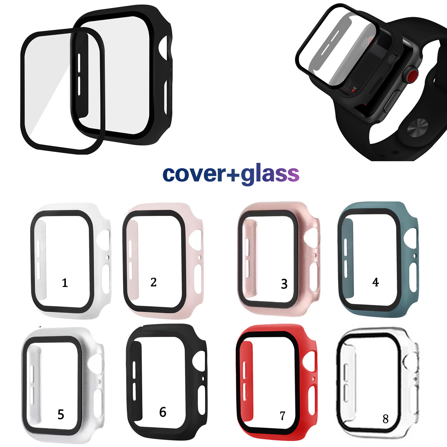 Ultra Thin Hard PC Case Tempered Glass Screen Protector Protective Cover Suitable For Apple Watch Series 9 8 7 6 SE 1 2 3 4 5 38mm 40mm 42mm 44mm 41mm 45mm Smartwatch Case Cover