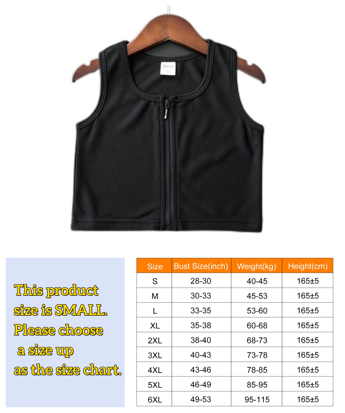 Front Zipper Chest Binder Non Bandage Crop Top Breathable Short Breast Binder Easy Wear Tomboy Cosplay