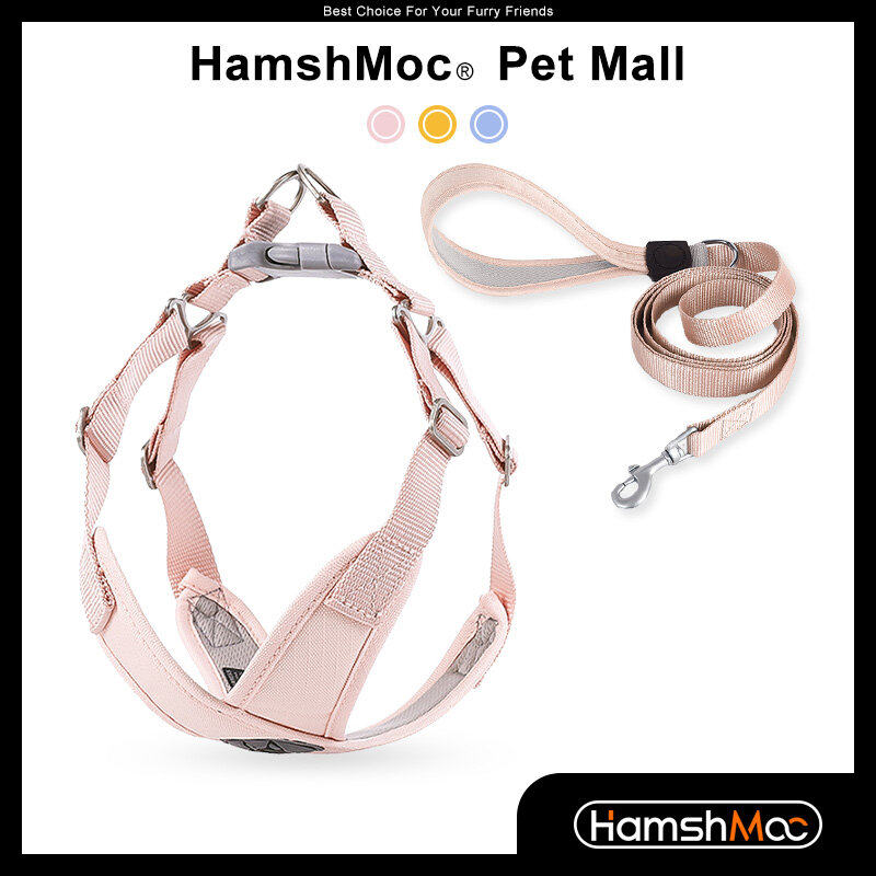 HamshMoc Chó Thoáng Khí Bộ Đai Và Dây Dắt Dây Dắt Thú Cưng Có Thể Điều Chỉnh Thoải Mái Dễ Dàng Tay Lái Điều Khiển Cho Nhỏ Chó Trung Bình