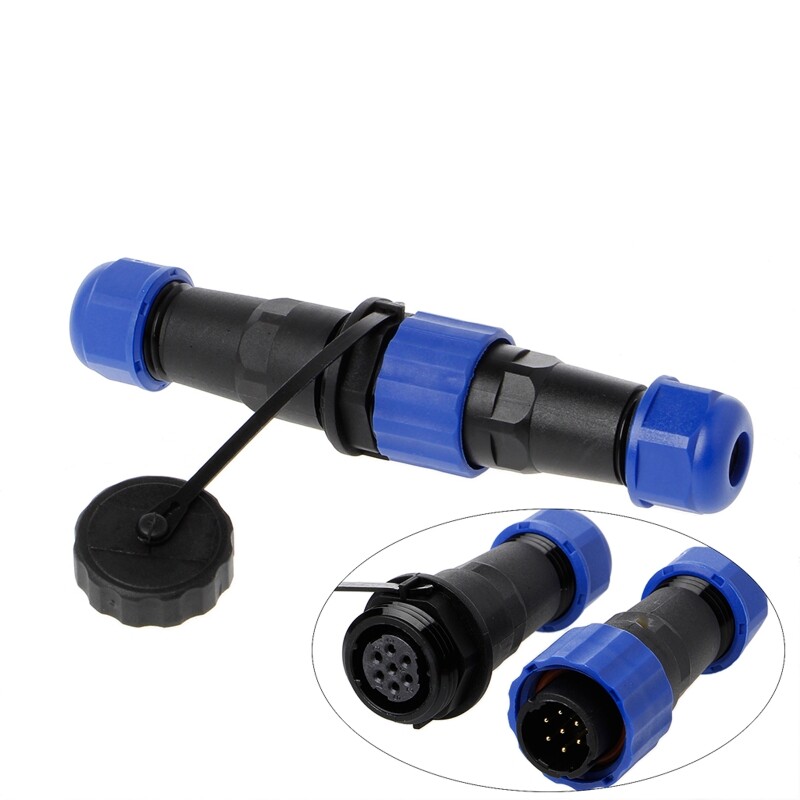 Sp16 waterproof docking connector 3/4/5/6/7/9 pin ip68 power cable connector male plug and female socket connector