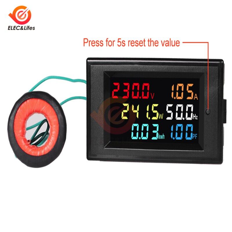 100A LCD Digital Panel Wattmeter Energy Power Meter Voltmeter Ammeter Frequency Indicator AC 110V 220V 380V