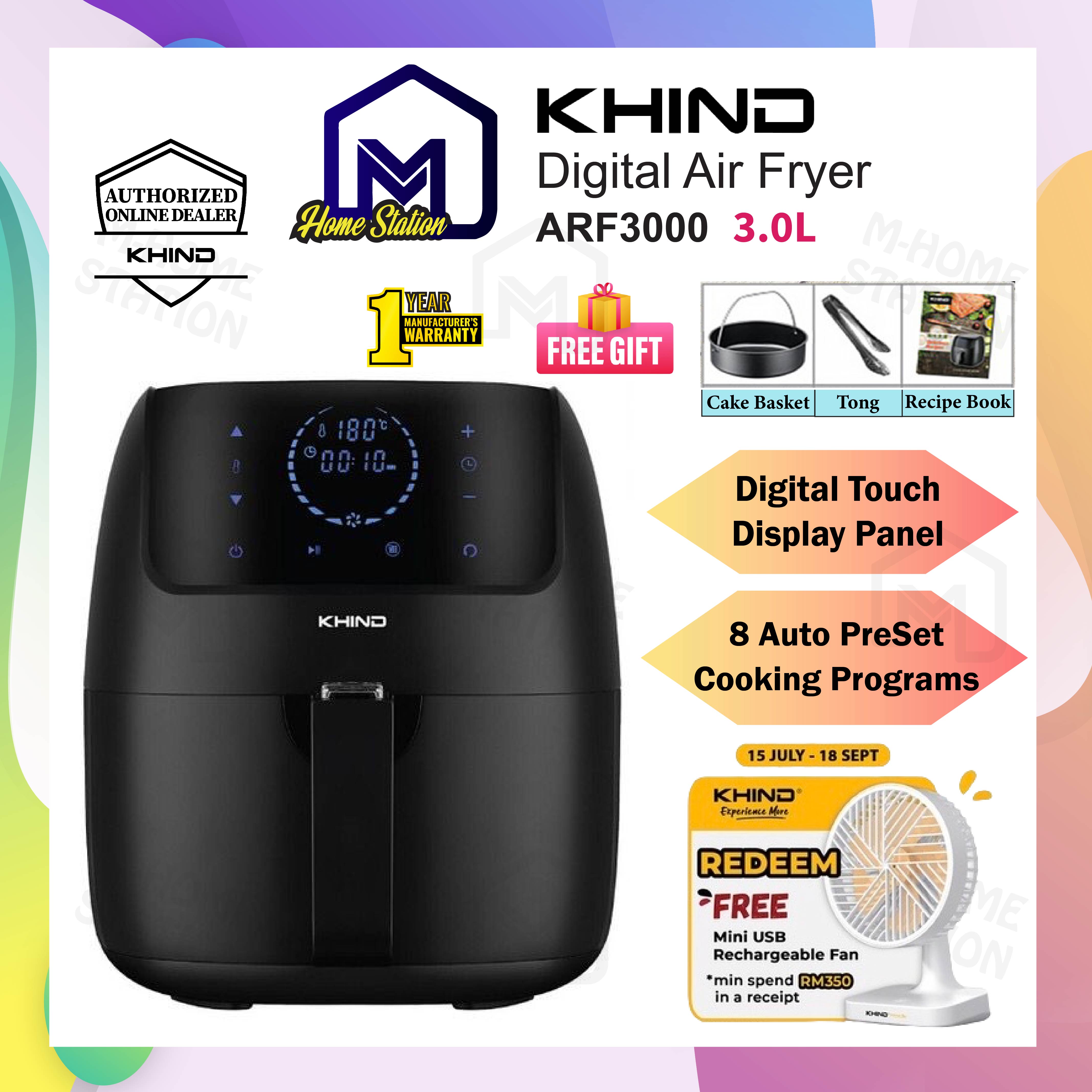 Khind Healthy Digital Air Fryer 3L ARF3000 with LCD Touch Screen Panel ARF 3000 Penggoreng Udara Tanpa Minyak Lazada