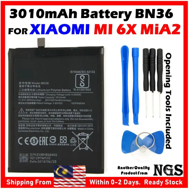 Zero Cycle 3010mah Battery Bn36 For Xiaomi Mi 6x Xiaomi Mi A2 Mia2 With Opening Tools Lazada