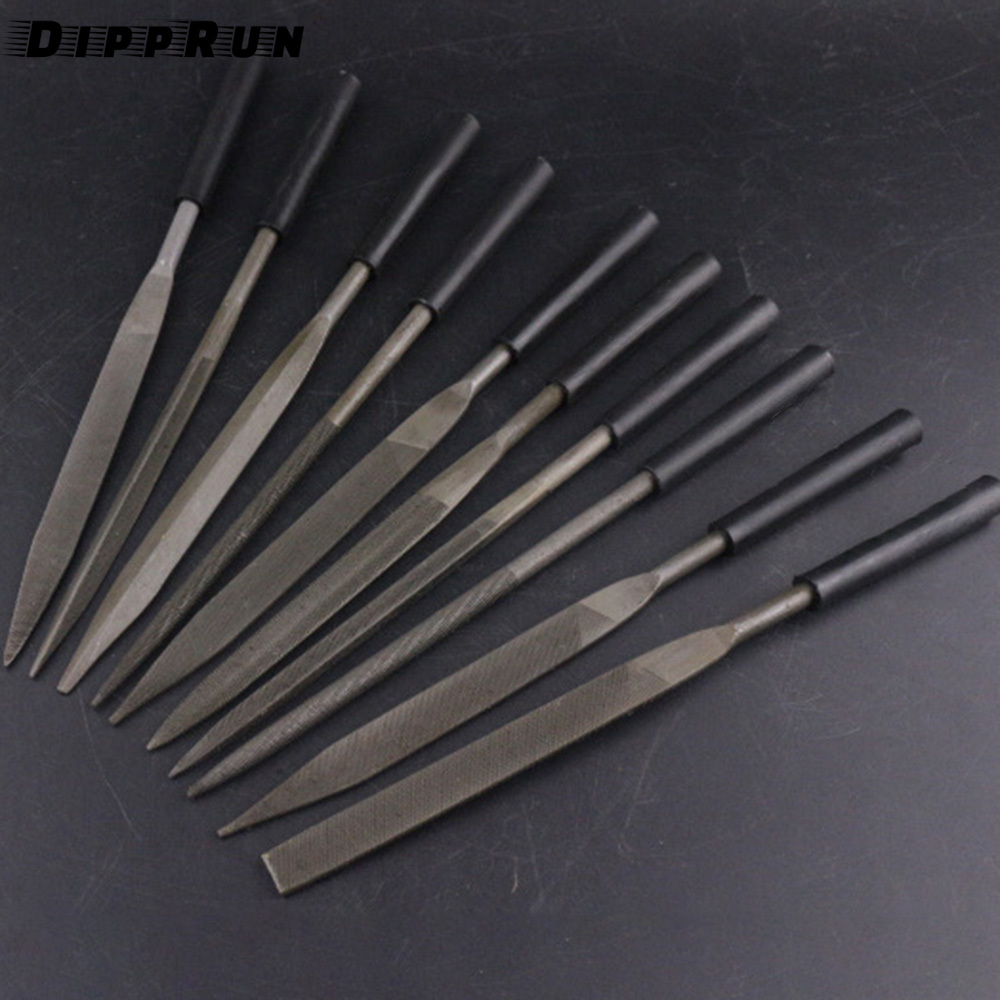 Dipprun 10 cái/5 cái mini Kim cương kim loại Bộ giũa Micro tròn dũa kim tam giác vuông phẳng Bộ Giũa Gỗ Đá ThủY Tinh đồ trang sức công cụ tập tin tốt cho thợ kim hoàn thủ công sở thích 3x140mm