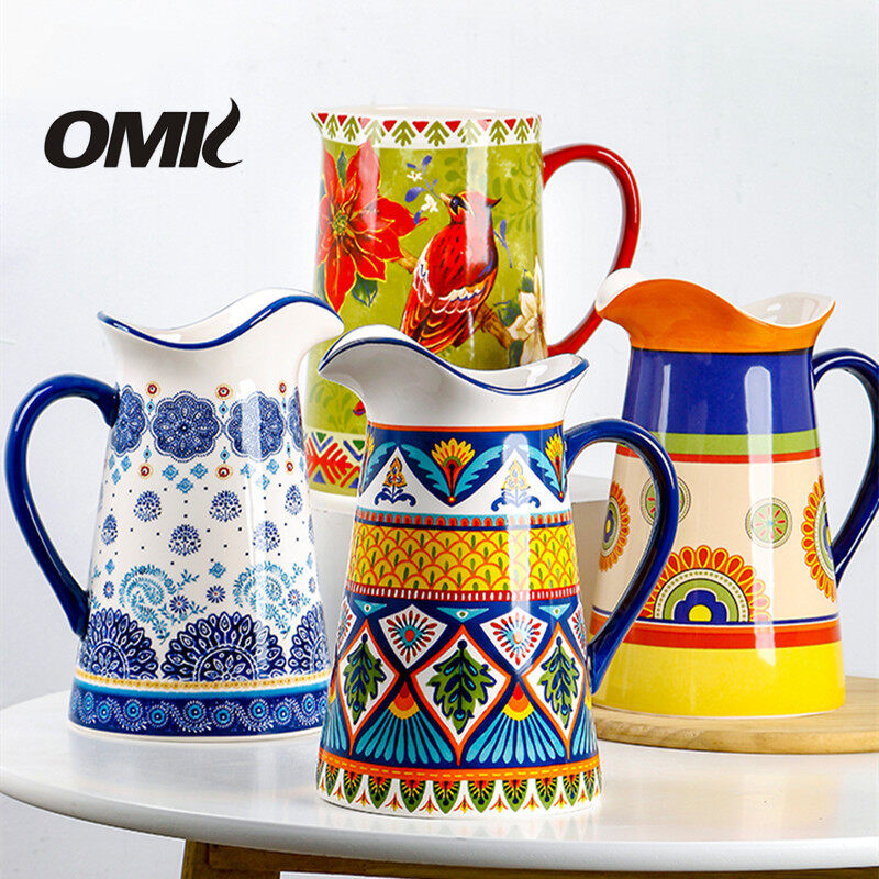 OMK American Style Underglaze Ceramic Cold Water Jug Large Water Pitcher Sealed Vase