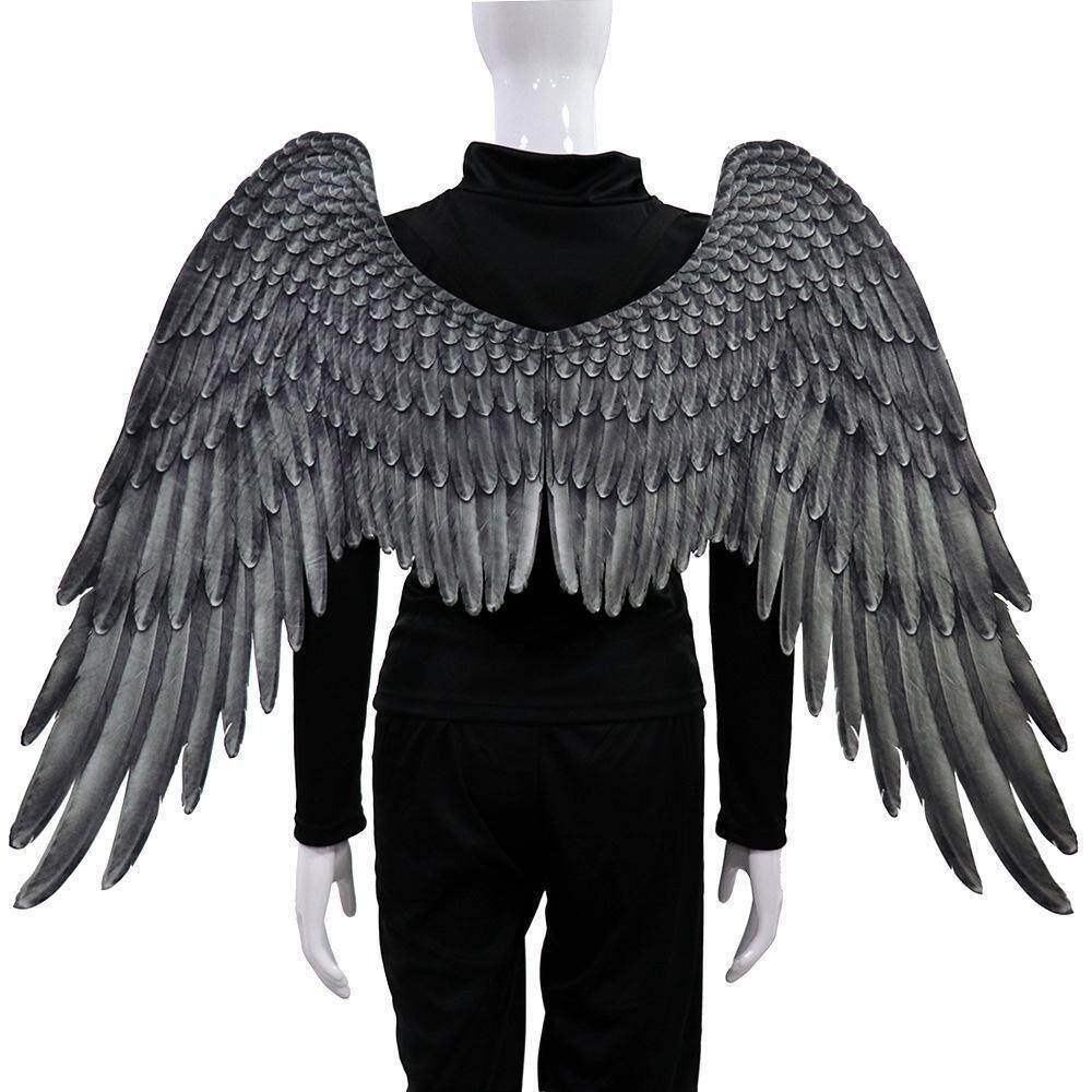 LightSmile Unisex 3D Angel Wings Halloween Carnival Party Angel Devil Cosplay Costume Accessory White Black for Adult Kids
