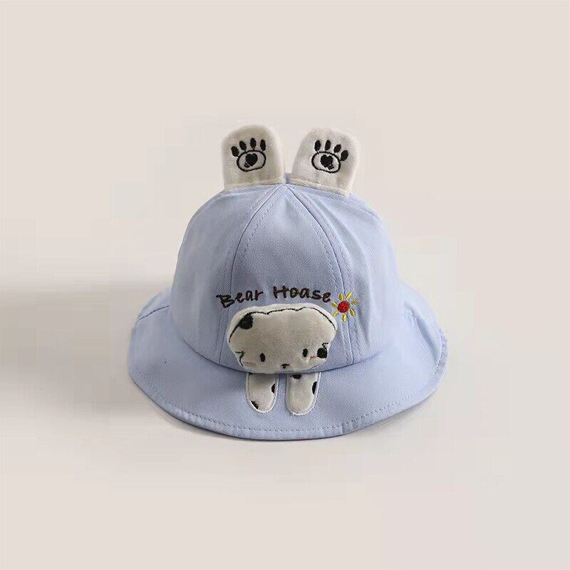 Cartoon Bear Rabbit Bucket Hat Cute Animal Summer Autumn Cotton Baby Hat with Ears Outdoor Travel Girls Boys Sun Cap