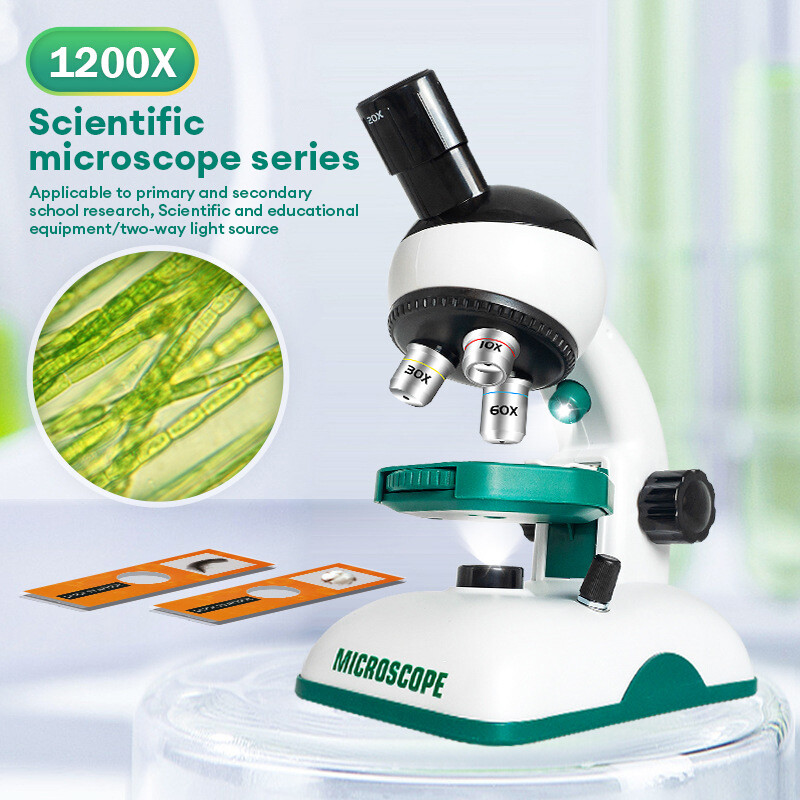 CONUSEA Children's Microscope Toy Set HD Optical Microscope Scientific Experimental Teaching AIDS Science Experiment Equipment Set Science Educational Microscope Kids Educational Toys Gift for Children