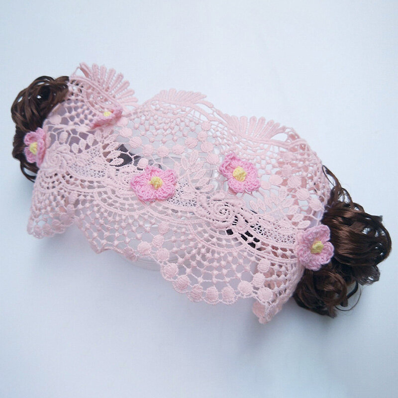 Cute Baby Hat Earmuff Lace Earmuffs Accents Flower Decoration Ear Protection Wig Hat Caps Bonnet For Baby Girls 10