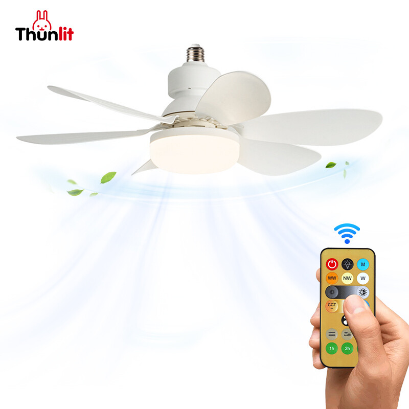 Quạt Trần Thunlit với ánh sáng E27 điều khiển từ xa hoa-Sharped 16.5 inch 30W Dimmable Quạt đèn