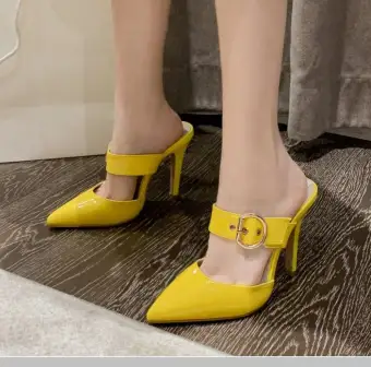 yellow pointy heels