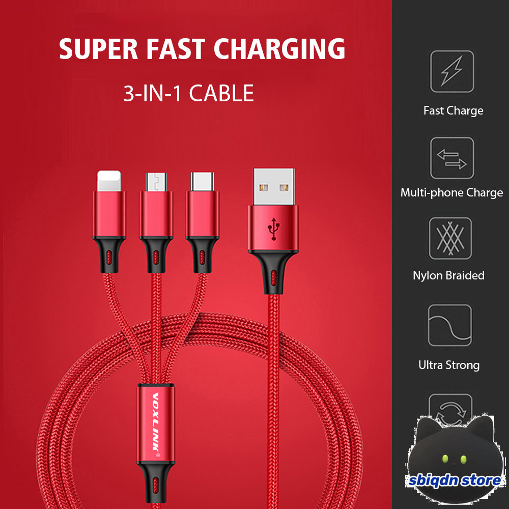 ⚡Hàng Chính Hãng + Miễn Phí Vận Chuyển + COD⚡Cáp Sạc USB 3 Trong 1 Micro USB Cổng Đa Năng Type C Dây Sạc Cho Samsung Xiaomi Huawei Cổng Kết Nối Lightning Của Apple Dây Cáp
