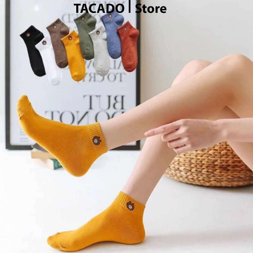 1 đôi Vớ , Tất Cổ Ngắn Hình Con Gấu ( Brown)