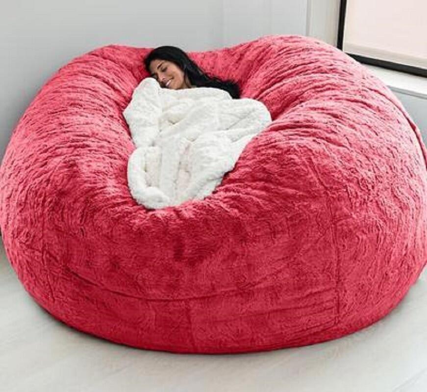 Dropshipping 200ซม.ยักษ์ขนสัตว์ที่ปิดถุงถั่ว Big Round Soft ขนฟูนุ่มขนสัตว์ BeanBag โซฟานอนเล่นผ้าคลุมเตียงห้องนั่งเล่นเฟอร์นิเจอร์